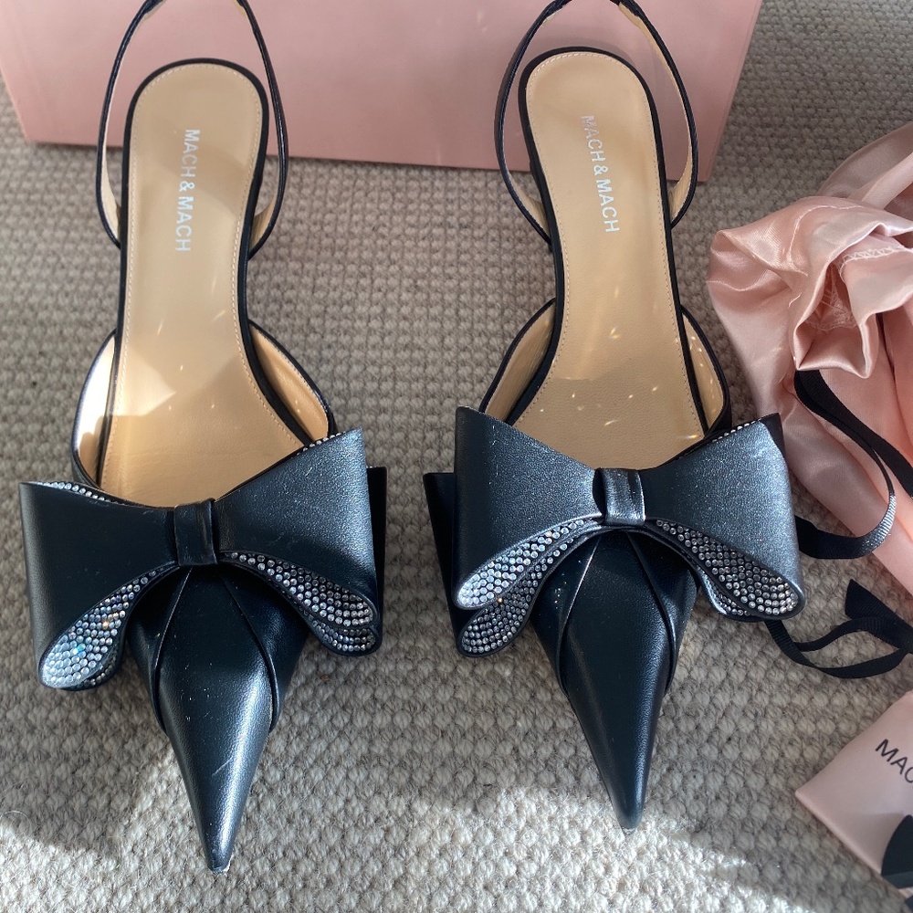 MACH & MACH Leather Le Cadeau Slingback Pumps 65